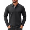 image:imageCOOFANDY Mens Long Sleeve Polo Shirts Cotton Collared Shirts Casual Business Polo Classic Golf T ShirtsCharcoal Heather