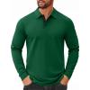 image:imageCOOFANDY Mens Long Sleeve Polo Shirts Cotton Collared Shirts Casual Business Polo Classic Golf T ShirtsGreen