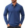 image:imageCOOFANDY Mens Long Sleeve Polo Shirts Cotton Collared Shirts Casual Business Polo Classic Golf T ShirtsLight Blue