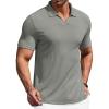 image:imageCOOFANDY Mens Muscle V Neck Polo Shirts Stretch Short Sleeve Golf TShirts Ribbed Knit Soft TeesLight Green