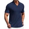 image:imageCOOFANDY Mens Muscle V Neck Polo Shirts Stretch Short Sleeve Golf TShirts Ribbed Knit Soft TeesNavy Blue