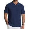 image:imageCOOFANDY Mens Polo Shirts Short Sleeve Casual Knit Textured Polo Shirt Summer Collared TShirtNavy Blue