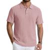 image:imageCOOFANDY Mens Polo Shirts Short Sleeve Casual Knit Textured Polo Shirt Summer Collared TShirtPink