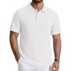 image:imageCOOFANDY Mens Polo Shirts Short Sleeve Casual Knit Textured Polo Shirt Summer Collared TShirtWhite