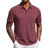 image:imageCOOFANDY Mens Polo Shirts Short Sleeve Casual Summer Polo Tee Classic Collared Golf Stylish TopsDark Red