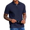 image:imageCOOFANDY Mens Polo Shirts Short Sleeve Cotton Pique Casual Button T Shirts Classic Fit Collared Golf ShirtsNavy Blue