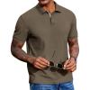image:imageCOOFANDY Mens Polo Shirts Short Sleeve Cotton Pique Casual Button T Shirts Classic Fit Collared Golf ShirtsOlive Green