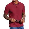 image:imageCOOFANDY Mens Polo Shirts Short Sleeve Cotton Pique Casual Button T Shirts Classic Fit Collared Golf ShirtsRed