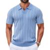 image:imageCOOFANDY Mens Polo Shirts Short Sleeve V Neck Knit Shirts for Men Casual Old Money Clothes Mens Golf ShirtLigjht Blue