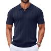 image:imageCOOFANDY Mens Polo Shirts Short Sleeve V Neck Knit Shirts for Men Casual Old Money Clothes Mens Golf ShirtNavy Blue