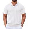 image:imageCOOFANDY Mens Polo Shirts Short Sleeve V Neck Knit Shirts for Men Casual Old Money Clothes Mens Golf ShirtWhite