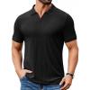 image:imageCOOFANDY Mens Ribbed Polo Shirts Short Sleeve V Neck Slim Fit Polo TShirt Casual Summer Collared Golf ShirtBlack