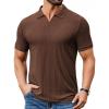 image:imageCOOFANDY Mens Ribbed Polo Shirts Short Sleeve V Neck Slim Fit Polo TShirt Casual Summer Collared Golf ShirtBrown