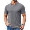 image:imageCOOFANDY Mens Ribbed Polo Shirts Short Sleeve V Neck Slim Fit Polo TShirt Casual Summer Collared Golf ShirtGray