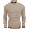 image:imageCOOFANDY Mens Ribbed Slim Fit Knitted Pullover Casual Turtleneck SweaterKhaki 2