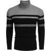 image:imageCOOFANDY Mens Ribbed Slim Fit Knitted Pullover Casual Turtleneck SweaterStripedgrey  Black