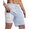 image:imageCOOFANDY Mens Swim Trunks with Compression Liner Quick Dry 7 Inch Bathing Suit Beach Short with Zipper PocketsBlue Stripe