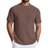 image:imageCOOFANDY Mens TShirt Short Sleeve Crew Neck Textured Shirts Classic Knit Pullover TeesBrown