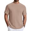 image:imageCOOFANDY Mens TShirt Short Sleeve Crew Neck Textured Shirts Classic Knit Pullover TeesKhaki