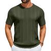 image:imageCOOFANDY Mens TShirts Short Sleeve Knit Shirt Crew Neck Sweater Fashion Casual Textured Pullover TeesArmy Green