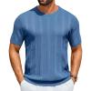 image:imageCOOFANDY Mens TShirts Short Sleeve Knit Shirt Crew Neck Sweater Fashion Casual Textured Pullover TeesBlue