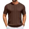 image:imageCOOFANDY Mens TShirts Short Sleeve Knit Shirt Crew Neck Sweater Fashion Casual Textured Pullover TeesBrown