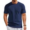 image:imageCOOFANDY Mens TShirts Short Sleeve Knit Shirts Casual Crewneck Ribbed Dress Tee ShirtNavy Blue