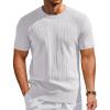 image:imageCOOFANDY Mens TShirts Short Sleeve Knit Shirts Casual Crewneck Ribbed Dress Tee ShirtWhite