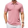 image:imageCOOFANDY Mens Textured Polo Shirts Short Sleeve Slim Fit Casual Button Polo TShirt Summer Collared Golf ShirtPink