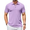 image:imageCOOFANDY Mens Textured Polo Shirts Short Sleeve Slim Fit Casual Button Polo TShirt Summer Collared Golf ShirtPurple