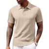 image:imageCOOFANDY Polo Shirts for Men Short Sleeve Shirts Casual Stylish Collared Summer Textured Knit Shirts02 Beige