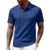 image:imageCOOFANDY Polo Shirts for Men Short Sleeve Shirts Casual Stylish Collared Summer Textured Knit ShirtsBlue