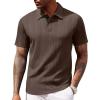 image:imageCOOFANDY Polo Shirts for Men Short Sleeve Shirts Casual Stylish Collared Summer Textured Knit ShirtsBrown