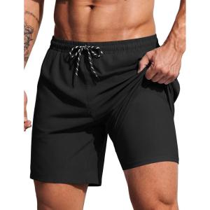 image:imageCOOFANDY 2 in 1 Mens Swim Trunks 7 Inch Quick Dry Board Shorts Beach Swim Shorts Bathing Suit with Compression LinerBlack