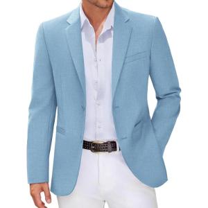 image:imageCOOFANDY Men Casual Blazer Sport Coats Slim Fit Lightweight Business Two Button Suit JacketsLight Blue
