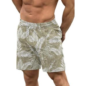 image:imageCOOFANDY Men Swim Trunk with Compression Liner 2 in 1 Swimwear Bathing Suit Quick Dry Board ShortP Plam Leaf