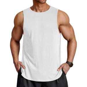 image:imageCOOFANDY Men Workout Tank Tops Sleeveless Gym Muscle Shirt Quick Dry Athletic Running Tee Shirts Summer LightweightWhite