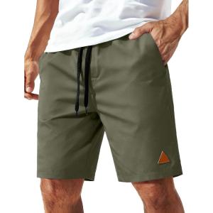 image:imageCOOFANDY Mens 9 Casual Shorts with Zipper Pocket Elastic Waist Drawstring Chinos Short Summer Lightweight Cotton ShortsArmy Green