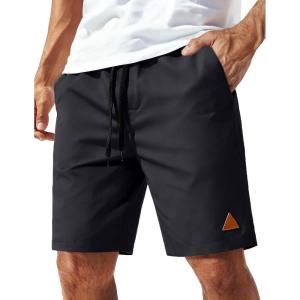 image:imageCOOFANDY Mens 9 Casual Shorts with Zipper Pocket Elastic Waist Drawstring Chinos Short Summer Lightweight Cotton ShortsBlack