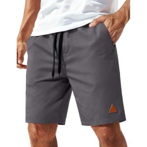 image:imageCOOFANDY Mens 9 Casual Shorts with Zipper Pocket Elastic Waist Drawstring Chinos Short Summer Lightweight Cotton ShortsCharcoal