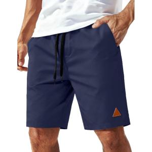 image:imageCOOFANDY Mens 9 Casual Shorts with Zipper Pocket Elastic Waist Drawstring Chinos Short Summer Lightweight Cotton ShortsNavy Blue