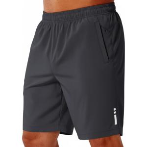 image:imageCOOFANDY Mens Athletic Running Shorts 9 Lightweight Quick Dry Drawstring Mesh Gym Shorts with Zipper PocketsDark Grey