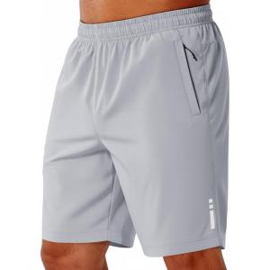 image:imageCOOFANDY Mens Athletic Running Shorts 9 Lightweight Quick Dry Drawstring Mesh Gym Shorts with Zipper PocketsLight Grey