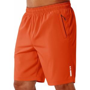 image:imageCOOFANDY Mens Athletic Running Shorts 9 Lightweight Quick Dry Drawstring Mesh Gym Shorts with Zipper PocketsVibrant Orange