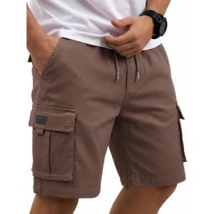 image:imageCOOFANDY Mens Cargo Cotton Twill Cargo Shorts Drawstring Stretch Elastic Waist Casual Work Short with 5 PocketsBrown