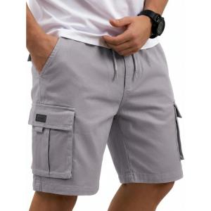 image:imageCOOFANDY Mens Cargo Cotton Twill Cargo Shorts Drawstring Stretch Elastic Waist Casual Work Short with 5 PocketsLight Gray