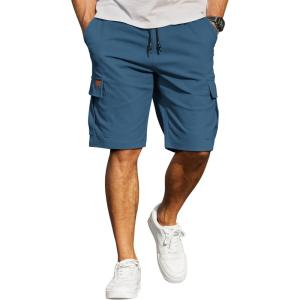 image:imageCOOFANDY Mens Casual Cargo Shorts 10 Drawstring Elastic Waist Shorts Summer Cotton Chino Work Shorts with 6 PocketsBlue