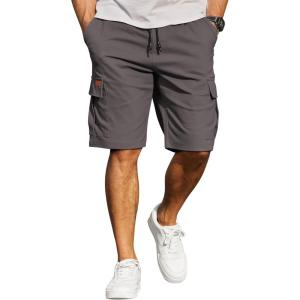 image:imageCOOFANDY Mens Casual Cargo Shorts 10 Drawstring Elastic Waist Shorts Summer Cotton Chino Work Shorts with 6 PocketsDark Grey
