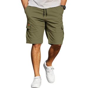 image:imageCOOFANDY Mens Casual Cargo Shorts 10 Drawstring Elastic Waist Shorts Summer Cotton Chino Work Shorts with 6 PocketsOlive Green