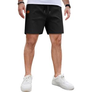 image:imageCOOFANDY Mens Casual Cotton Shorts Summer Beach 5 Inch Shorts Lightweight Drawstring Elastic Waist Chino Golf ShortsBlack